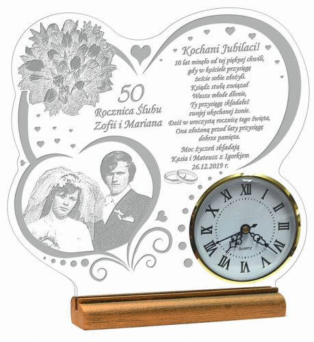 W50 Rocznica ślubu statuetka XXL prezent zegar